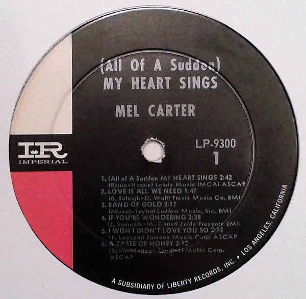 Mel Carter - (All Of A Sudden) My Heart Sings - LP