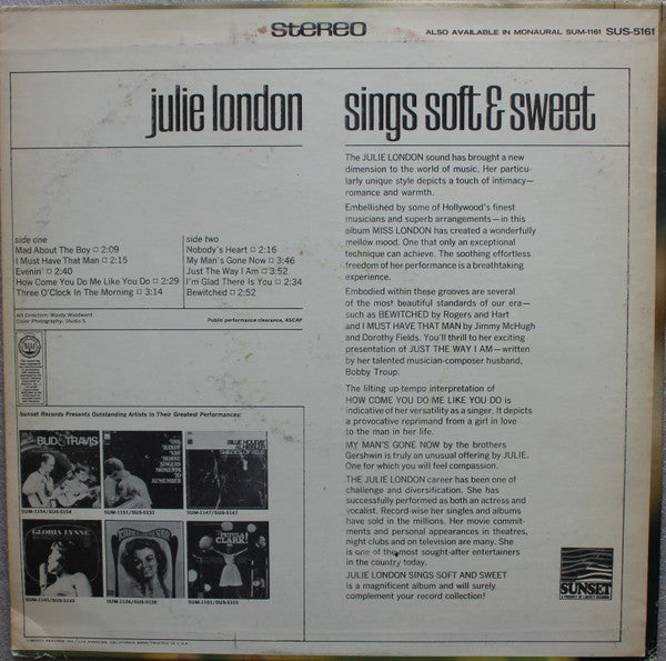 Julie London - Sings Soft & Sweet - LP