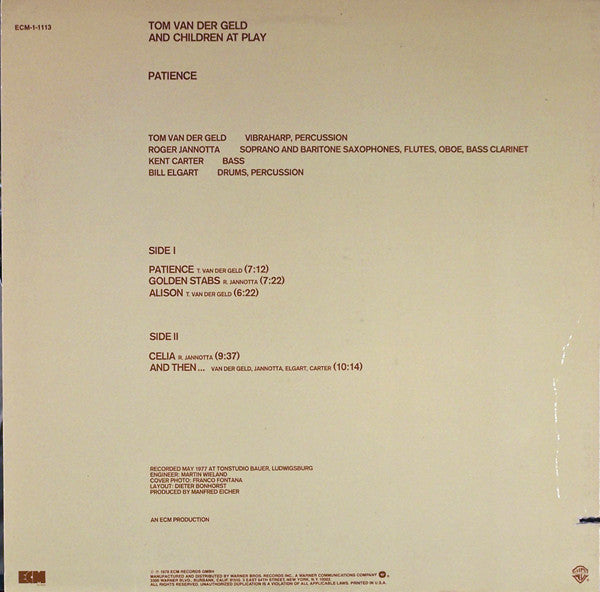 Tom Van Der Geld and Children At Play (2) - Patience - LP