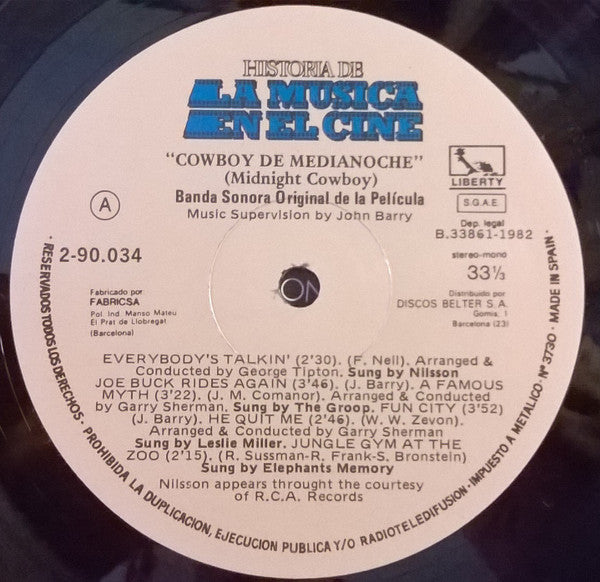 Various - Midnight Cowboy = Cowboy De Medianoche (Original Motion Picture Score) - LP