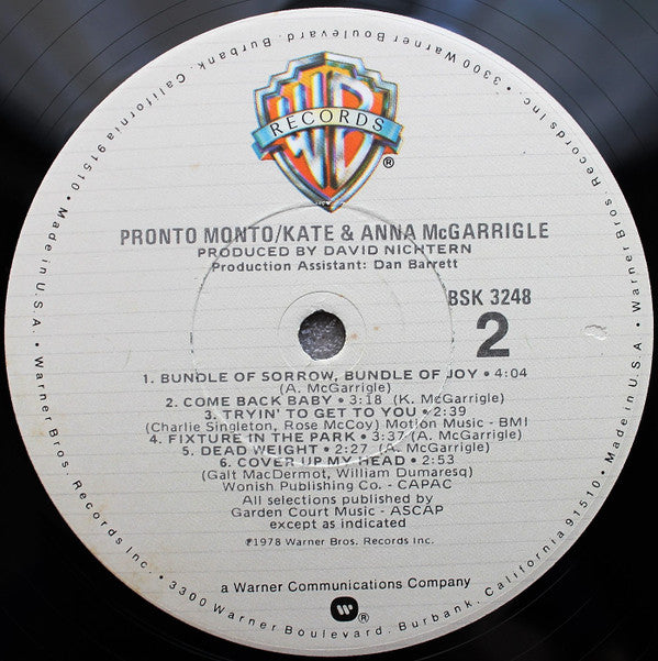 Kate & Anna McGarrigle - Pronto Monto - LP