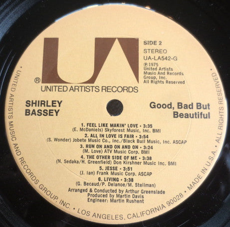 Shirley Bassey - Good, Bad But Beautiful - LP