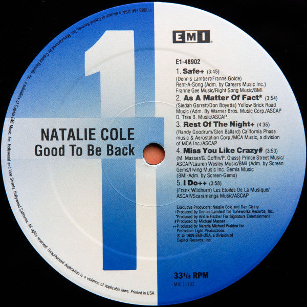 Natalie Cole - Good To Be Back - LP