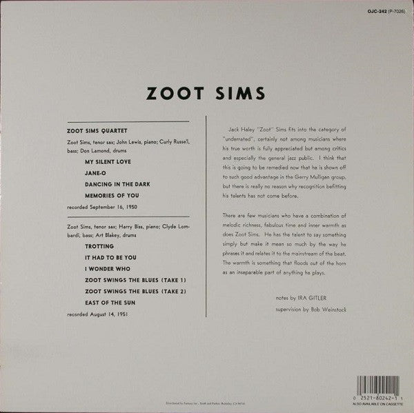 Zoot Sims - Quartets - LP