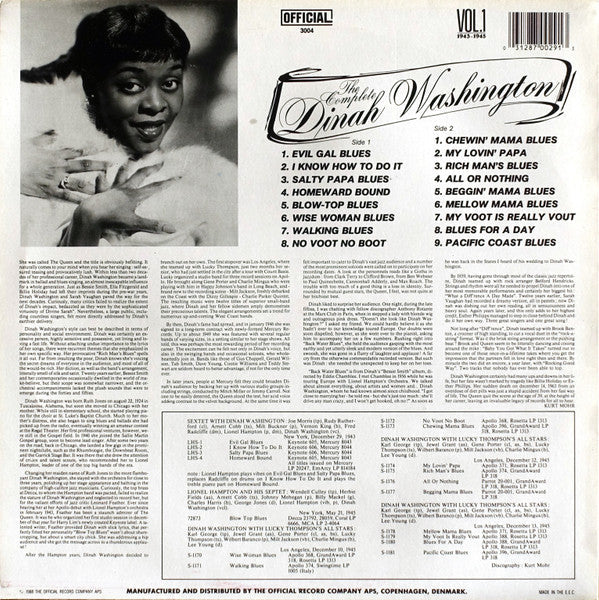 Dinah Washington - The Complete Dinah Washington Vol. 1 (1943-1945) - LP