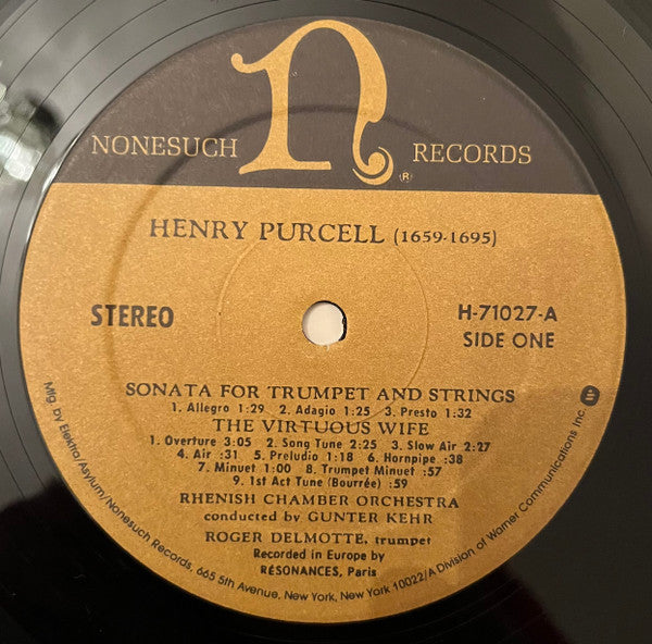 Henry Purcell, Rhenish Chamber Orchestra Of Cologne*, Gunter Kehr*, Ruggero Gerlin, Roger Delmotte - Sonata For Trumpet And Strings / The Virtuous Wife / The Gordian Knot Untied / Pieces For Harpsichord - LP