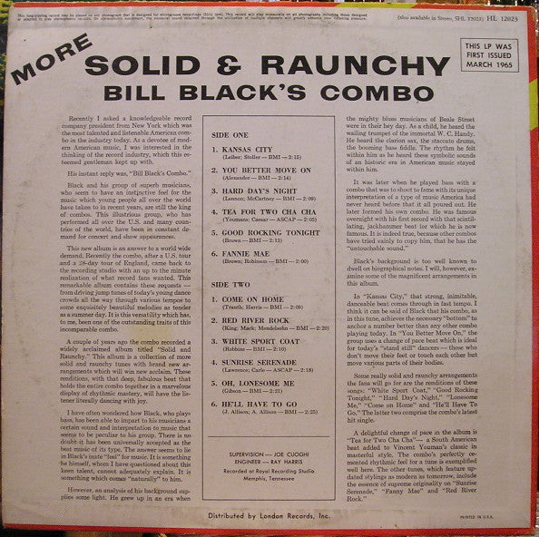 Bill Black's Combo - More Solid & Raunchy - LP