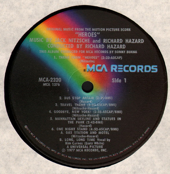 Jack Nitzsche and Richard Hazard - Heroes (Original Music From The Motion Picture Score) - LP