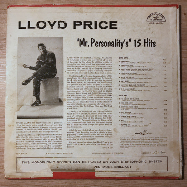 Lloyd Price - "Mr Personality's" 15 Hits - LP
