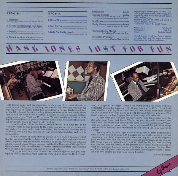 Hank Jones - Just For Fun - LP