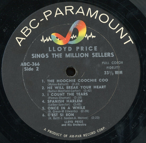 Lloyd Price And His Orchestra - Lloyd Price Sings The Million Sellers - LP