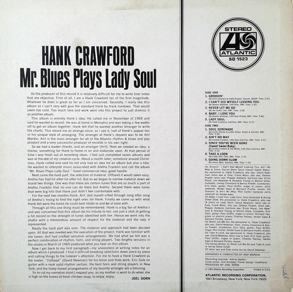 Hank Crawford - Mr. Blues Plays Lady Soul - LP