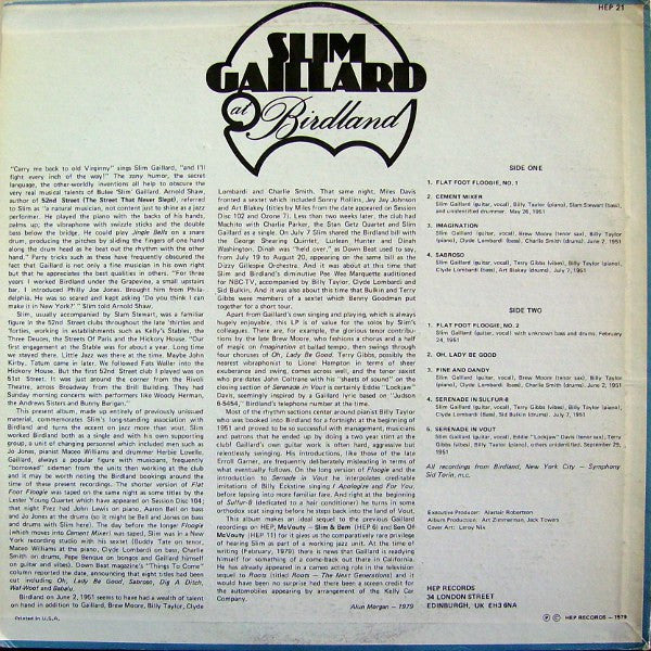 Slim Gaillard - At Birdland - LP