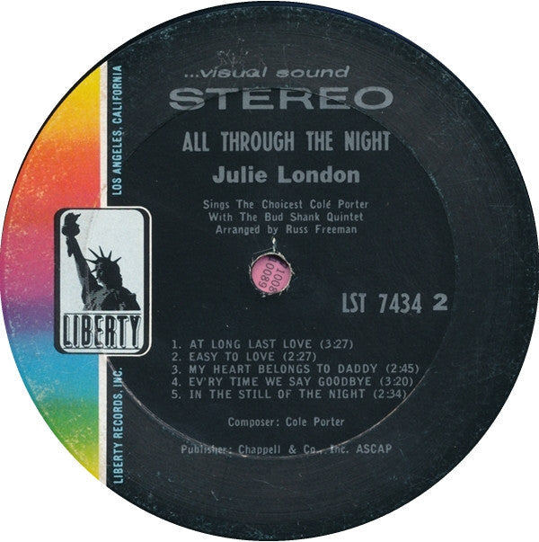 Julie London With The Bud Shank Quintet - All Through The Night (Julie London Sings The Choicest Of Cole Porter) - LP