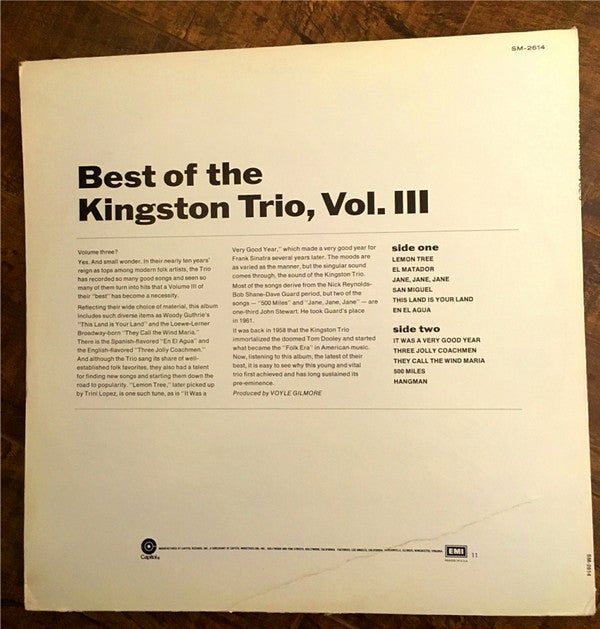 The Kingston Trio* - Best Of The Kingston Trio, Vol. III - LP
