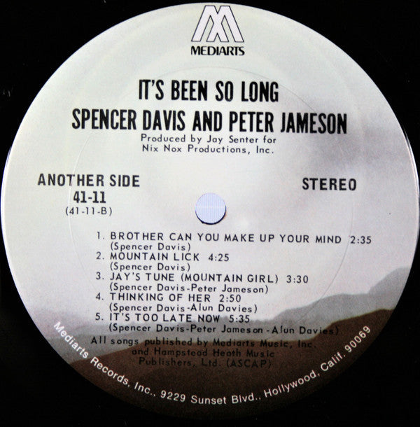 Spencer Davis And Peter Jameson - It's Been So Long - LP