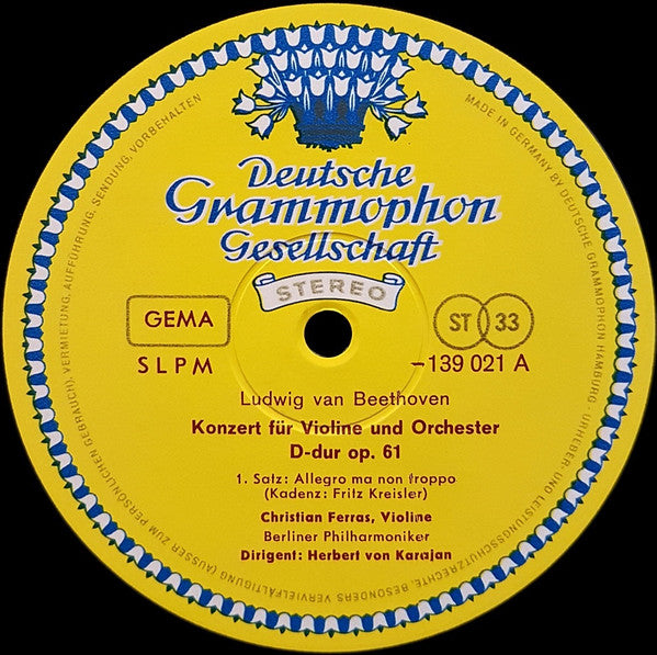 Beethoven*, Christian Ferras, Herbert von Karajan, Berliner Philharmoniker - Violinkonzert D-Dur - LP