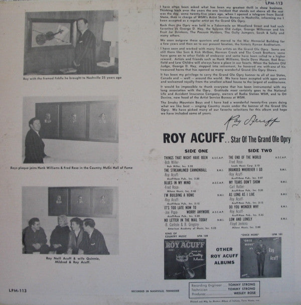 Roy Acuff - Star Of The Grand Ole Opry - LP