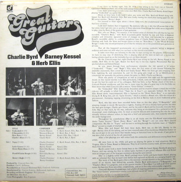Great Guitars* - Charlie Byrd / Barney Kessel / Herb Ellis - Great Guitars - LP