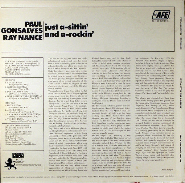 Paul Gonsalves, Ray Nance - Just A-sittin' And A-rockin' - LP