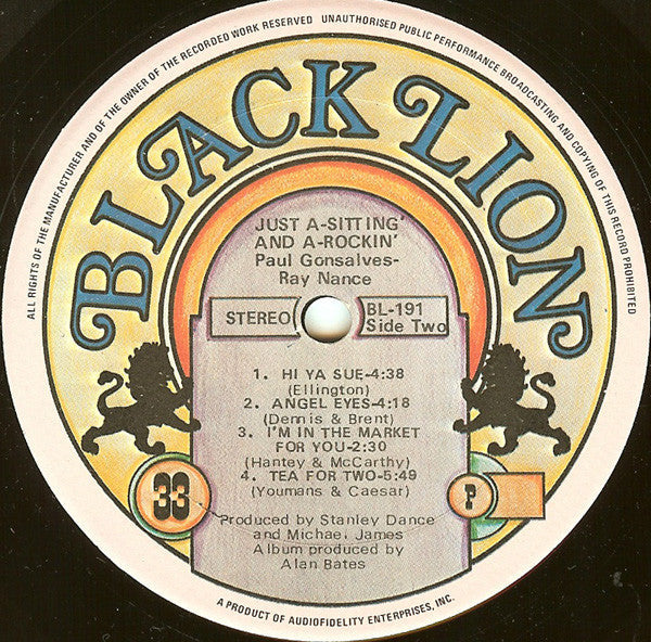 Paul Gonsalves, Ray Nance - Just A-sittin' And A-rockin' - LP