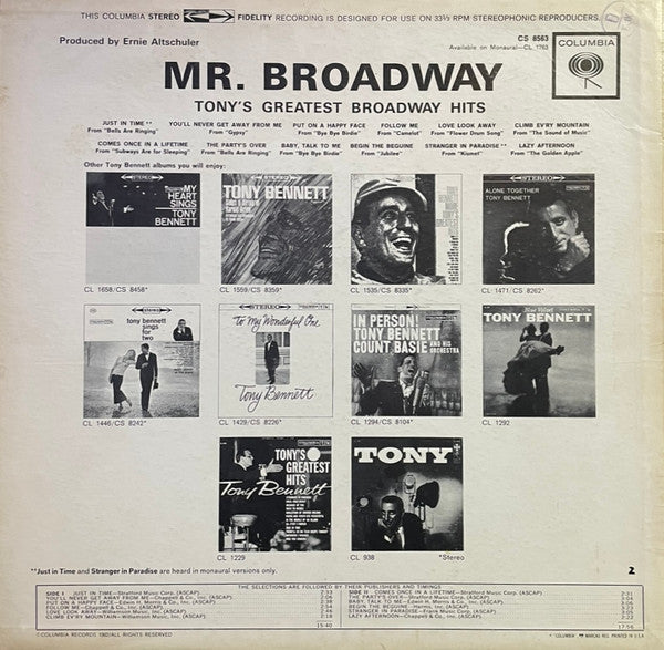 Tony Bennett - Mr. Broadway (Tony's Greatest Broadway Hits) - LP