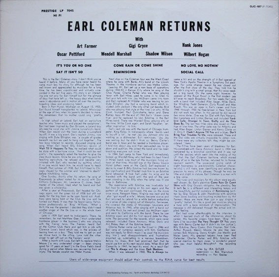 Earl Coleman - Returns - LP