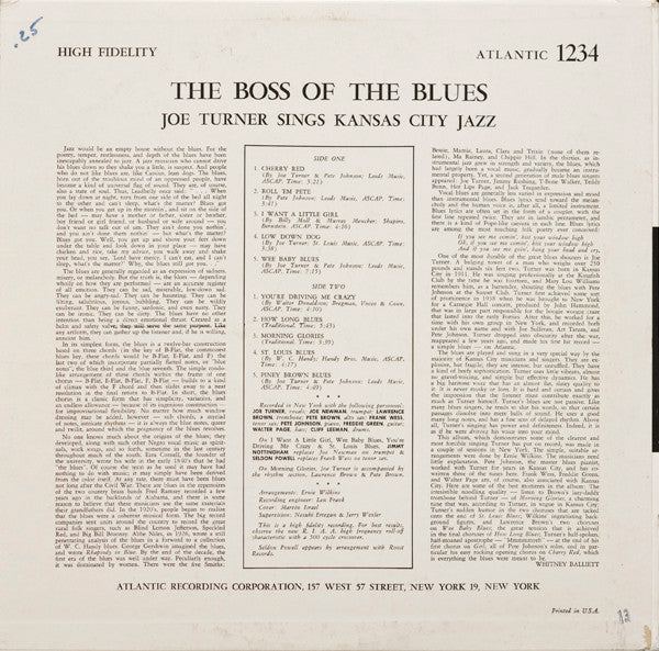 Joe Turner* - The Boss Of The Blues Sings Kansas City Jazz - LP