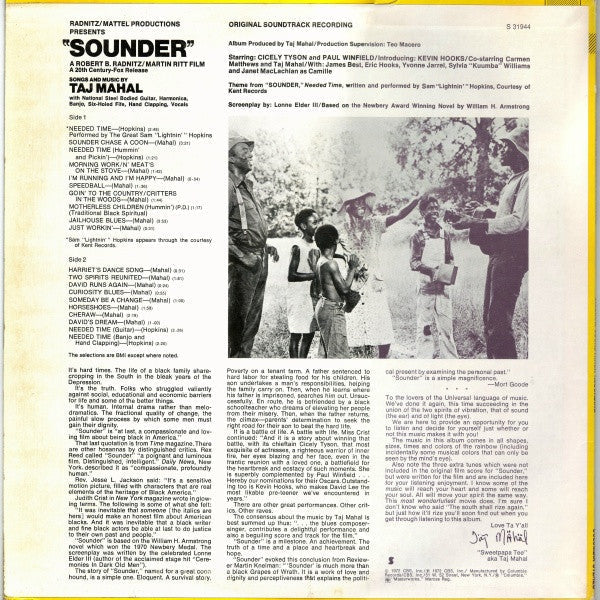 Taj Mahal - Sounder (Original Soundtrack Recording) - LP