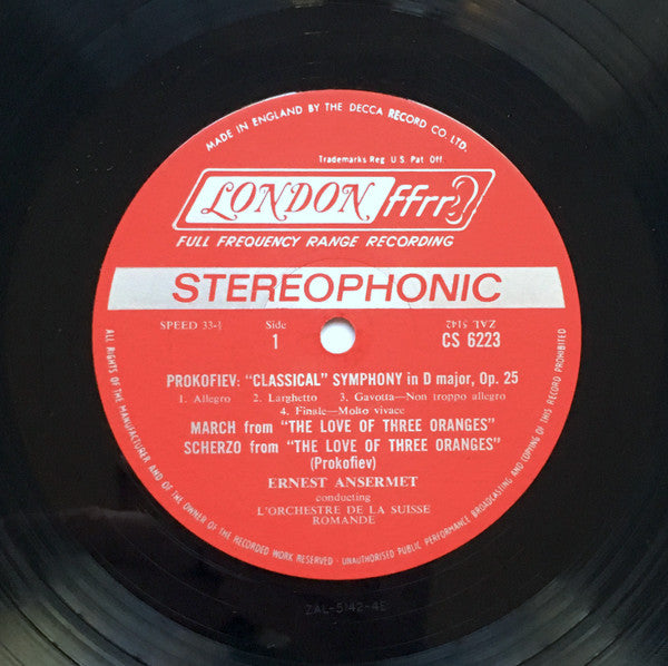 Prokofiev* / Glinka* / Borodin* - Ernest Ansermet, L'Orchestre De La Suisse Romande - Classical Symphony / March And Scherzo From The Love For Three Oranges / Kamarinskaya Fantasy / A Life For The Czar - Overture / In The Steppes Of Central Asia - LP