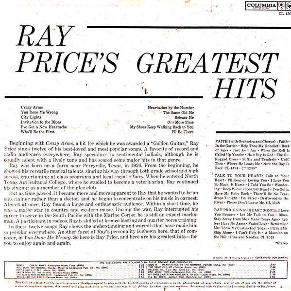 Ray Price - Ray Price's Greatest Hits - LP