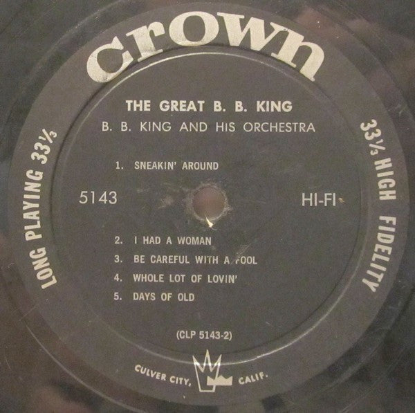 B. B. King And His Orchestra* - The Great B. B. King - LP