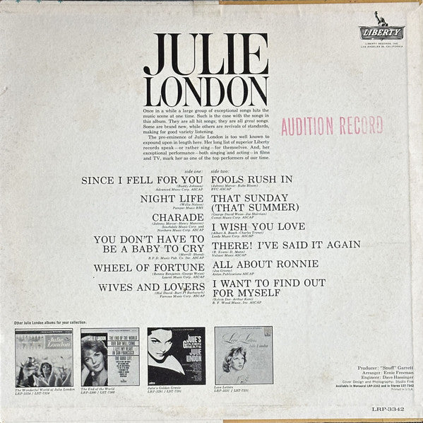 Julie London - You Don't Have To Be A Baby To Cry / Wives And Lovers - LP