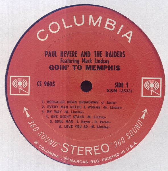 Paul Revere & The Raiders Featuring Mark Lindsay - Goin' To Memphis - LP