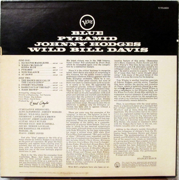 Johnny Hodges, Wild Bill Davis - Blue Pyramid - LP