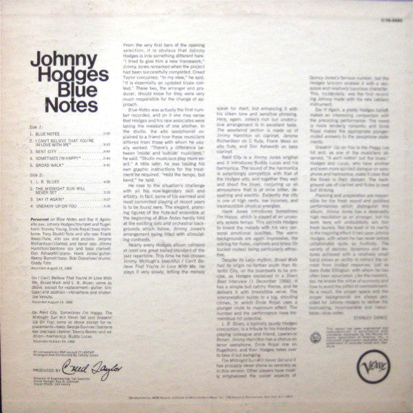 Johnny Hodges - Blue Notes - LP