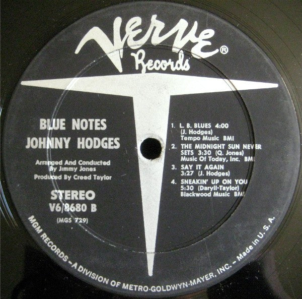 Johnny Hodges - Blue Notes - LP