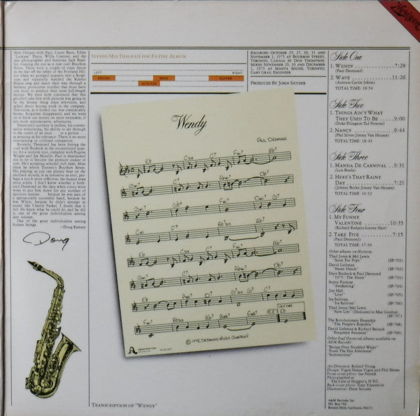 The Paul Desmond Quartet - Live - LP