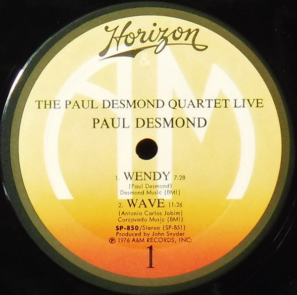 The Paul Desmond Quartet - Live - LP