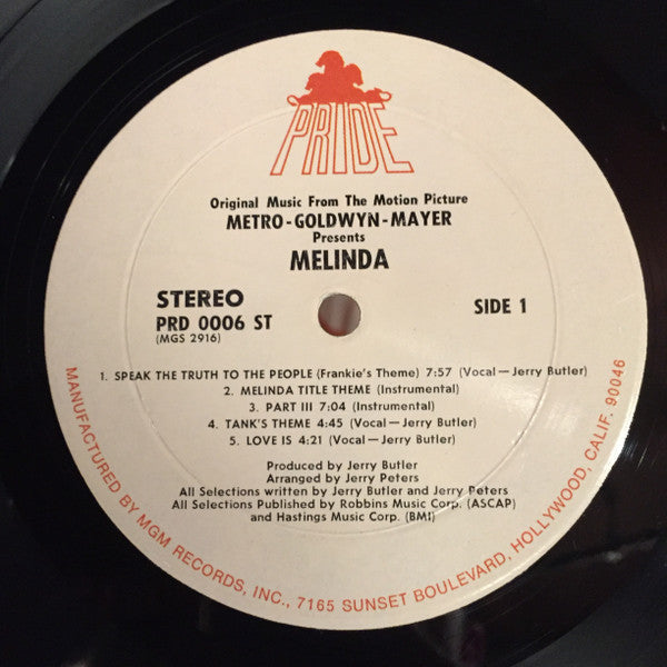 Jerry Butler And Jerry Peters - Melinda (Original Music From The Motion Picture) - LP