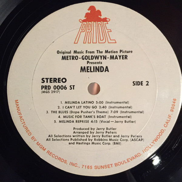 Jerry Butler And Jerry Peters - Melinda (Original Music From The Motion Picture) - LP