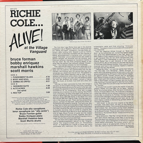 Richie Cole - Alive! At The Village Vanguard - LP