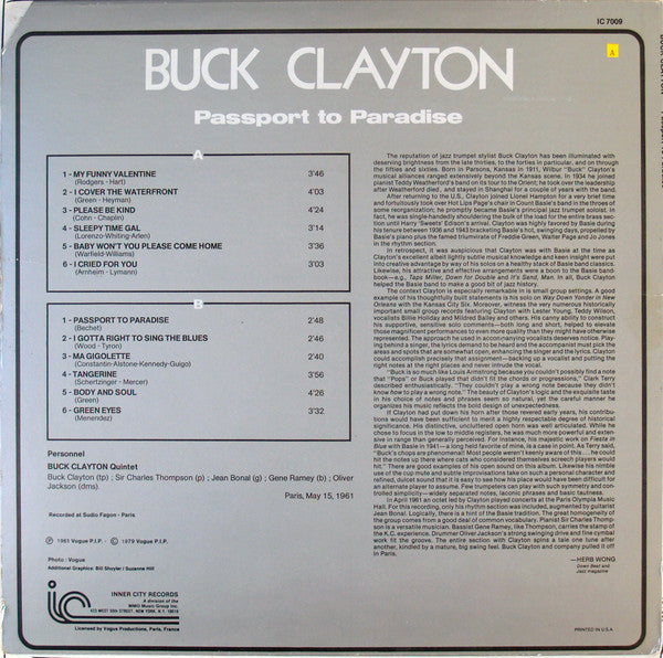 Buck Clayton - Passport To Paradise - LP