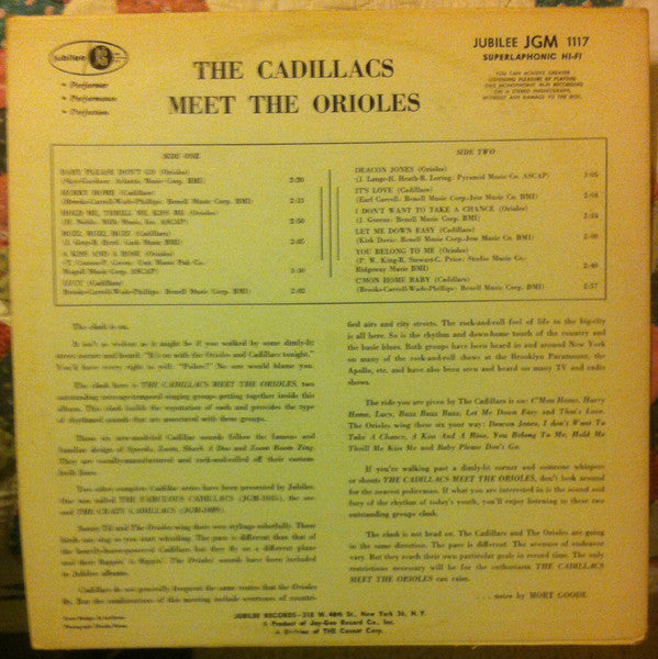 The Cadillacs / The Orioles - The Cadillacs Meet The Orioles - LP