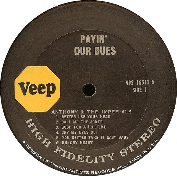 Anthony & The Imperials* - Payin' Our Dues - LP