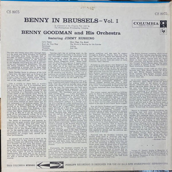 Benny Goodman And His Orchestra - Benny In Brussels Volume 1 - LP