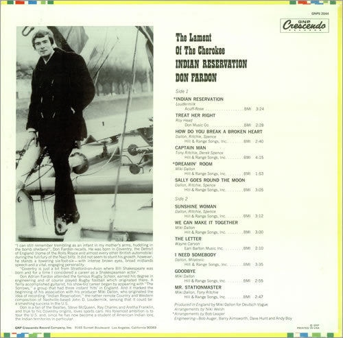 Don Fardon - Lament Of The Cherokee Indian Reservation - LP
