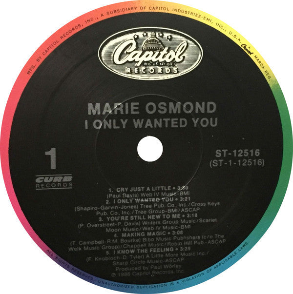 Marie Osmond - I Only Wanted You - LP