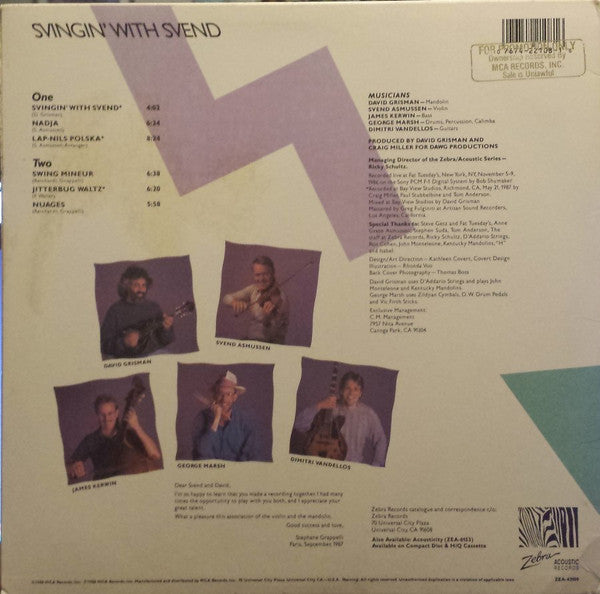 David Grisman Quintet Featuring Svend Asmussen - Svingin' With Svend - LP