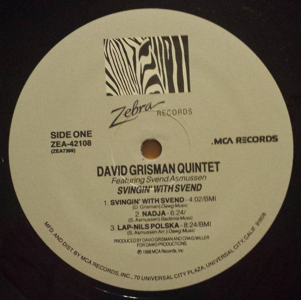 David Grisman Quintet Featuring Svend Asmussen - Svingin' With Svend - LP